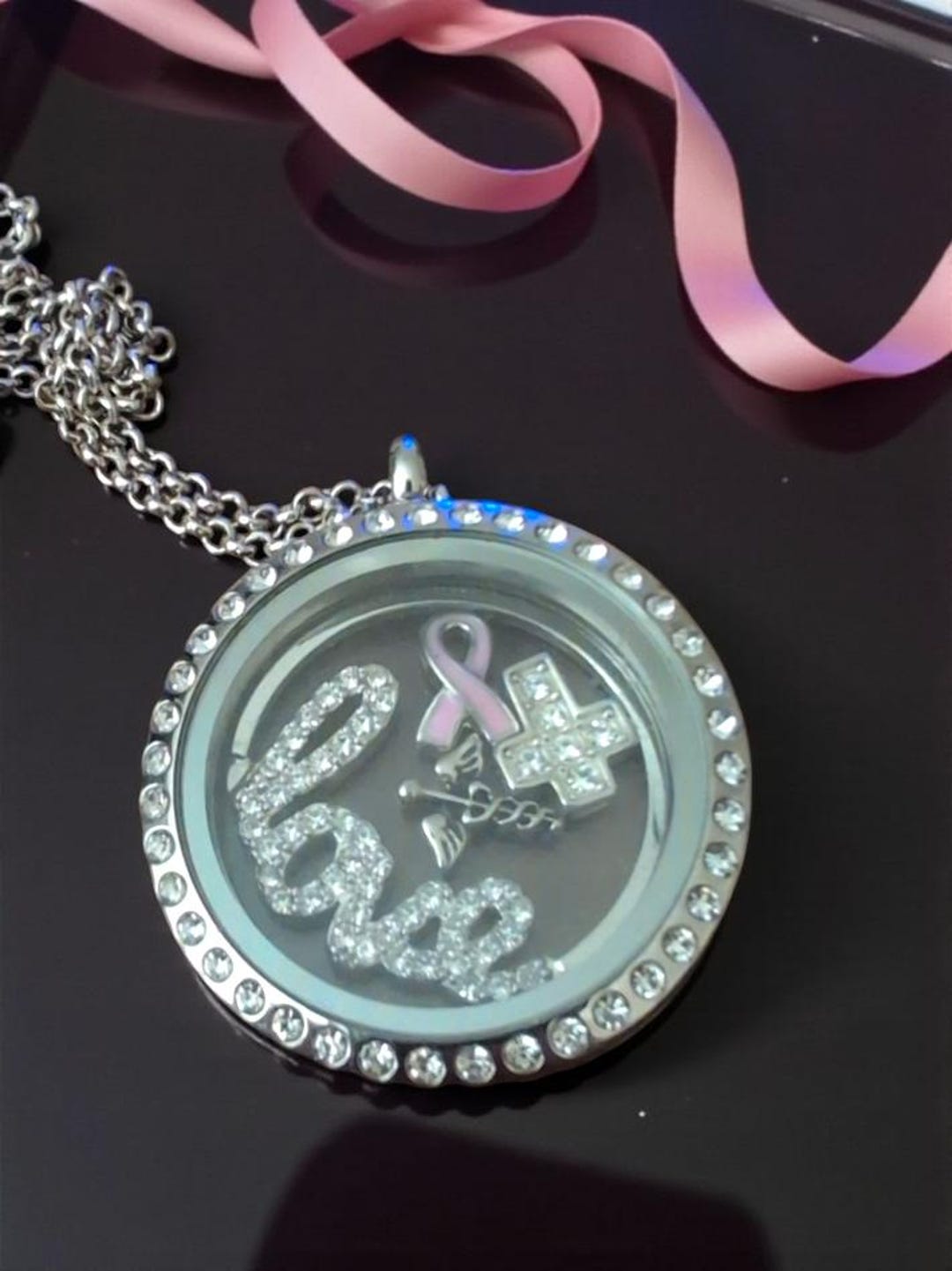 Personalized Floating Charm Locket – Breast Cancer, Nurse, Faith - Etsy