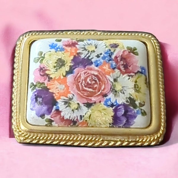 Exquisite Italian Porcelain Brooch with Gold Detail, Hand Painted Signed Pin, Sophisticated Adornment, Unique Gift for Her