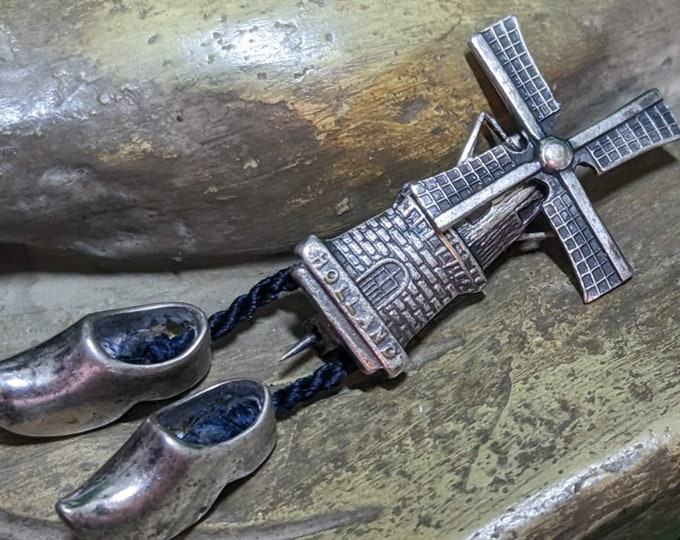 Vintage Holland Silver Windmill Dutch Farmland, Farmer, Travel Tourist ...