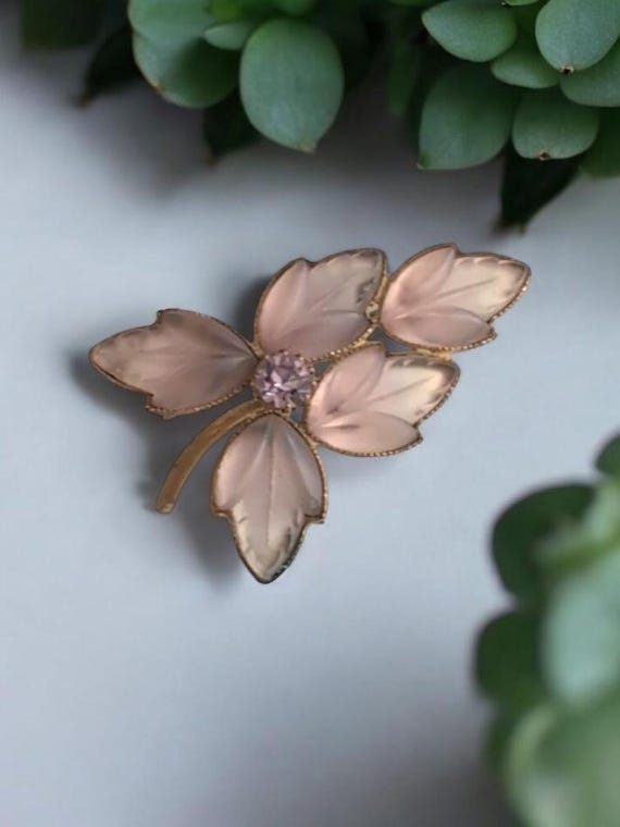 Broche Vintage Ancienne En Métal Doré Avec Strass Et Fleurs - Occasion élégante