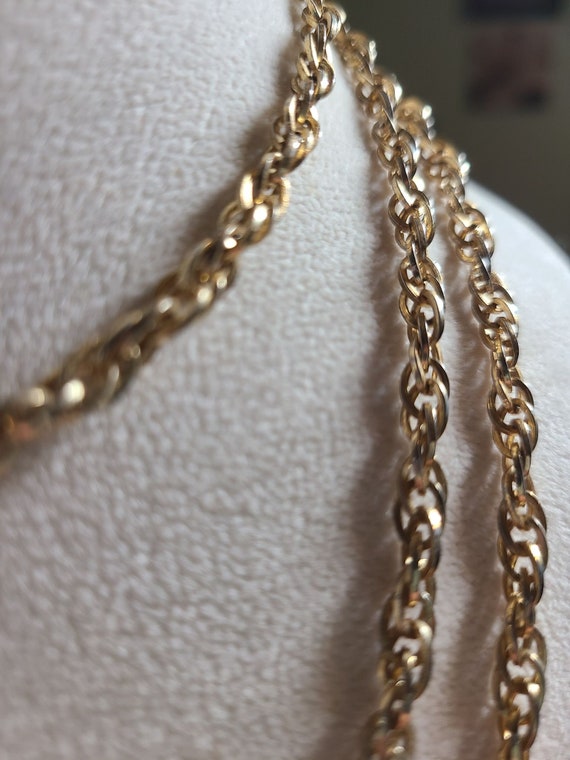 Vintage Monet Long Gold Toned Thick Heavy Chain L… - image 5