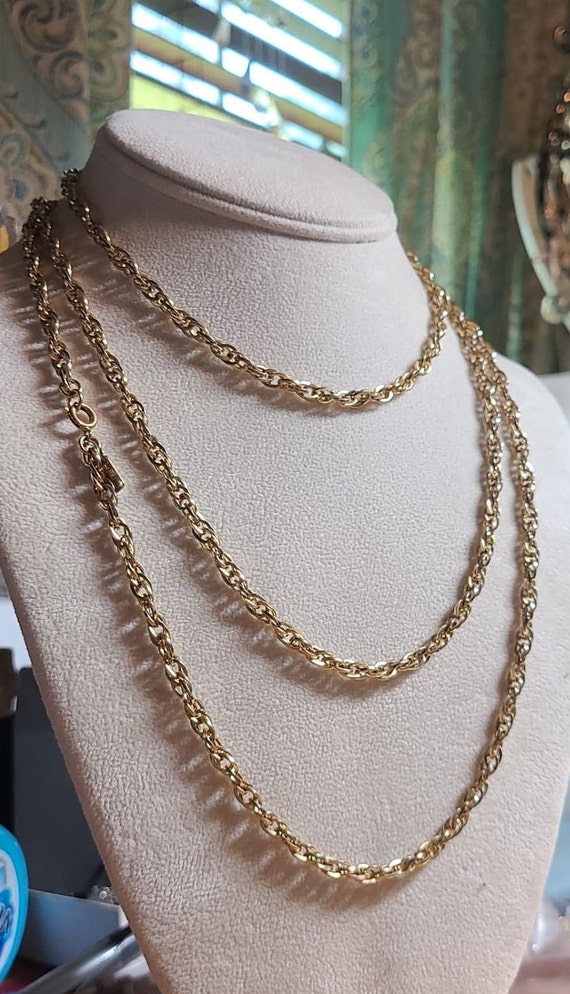 Vintage Monet Long Gold Toned Thick Heavy Chain L… - image 1