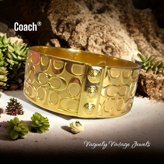 Vintage Gold Tone COACH Bangle Bracelet, Stunning… - image 2