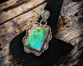 Natural Angel Aura Quartz Pendant, 925 Sterling Silver, Unique Handmade Accessory for Jewelry Lovers Gift