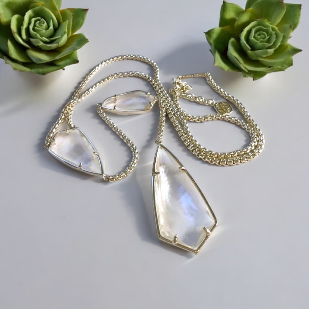 Kendra Scott Charlotte Y Necklace Black Mother Of Pearl Silver Pendant Elegant Occasion Jewelry Rare Unique Gift