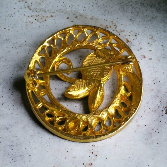 Vintage Emerald Rhinestone Brooch Pin, Stunning G… - image 3
