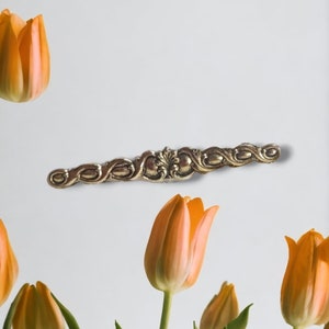 SARAH Signed Victorian Revival Collar Bar Pin, Antiqued Gold Brooch Chanel-Bar Vintage Sarah Coventry Jewelry
