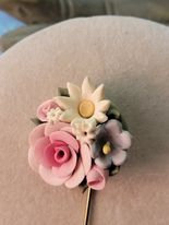 Vintage Porcelain Stick Pin - Hand Painted Floral… - image 4