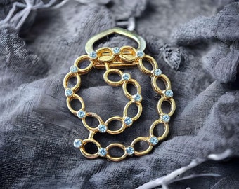 Vintage Gold Tone Rhinestone Swirl Dress Clip - 1990s