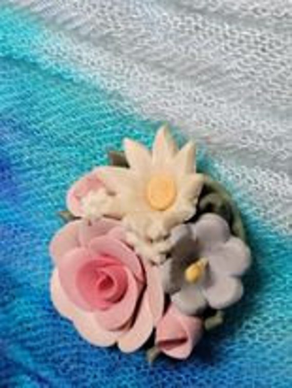 Vintage Porcelain Stick Pin - Hand Painted Floral… - image 5