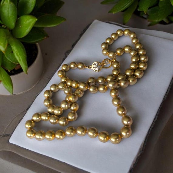 Vintage Kenneth Jay Lane Pearl Necklace: Gold Pla… - image 5