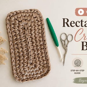 Crochet Rectangle Base Muster PDF Video Anleitung | Anfänger häkeln Korb unten | T-shirt Garn Tasche Basis Sofort Download