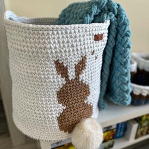Crochet Nursery Rabbit Basket | Animal Basket | Storage Solution |  | Crochet Bowl | Toy Basket | Nursery Organization | Diaper Basket