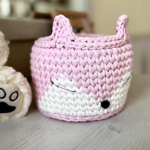 Handmade Fox Basket with Wooden Base | Custom Color Storage Bin for Nursery, Kids Room or Gifts | Crochet Animal Basket