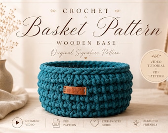PillowPoint Grid Stitch™ Crochet Basket Pattern | Exclusive Signature Designer Pattern PDF + Video | Original Stitch Found Nowhere Else