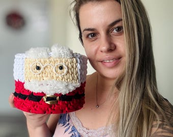 Crochet Santa Basket Pattern Video Tutorial | Christmas Gift DIY | Holiday Decor PDF Instructions | Instant Download