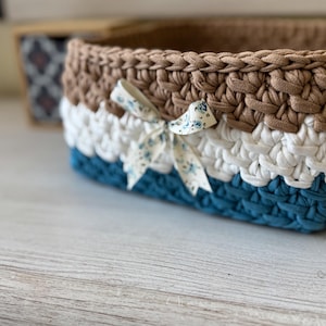 Handmade Crochet Basket: Boho-Chic Cotton Organizer Bowl