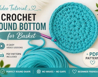 Crochet Round Bottom Tutorial: Video and PDF Tutorial For Beginners | Magic Circle And Circle Base For Baskets And Bags | Learn To Crochet