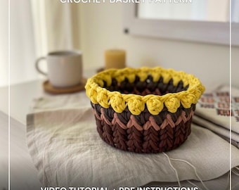 Crochet Basket Video Tutorial | Textured Pattern (VIDEO + PDF)