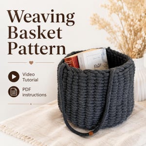 Tutoriel de crochet pour panier en corde | Modèle vidéo et PDF de bac de rangement tissé à faire soi-même | Cadeau déco pour débutant | Multilingue 5 langues