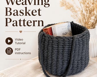 Rope Basket Crochet Tutorial | DIY Woven Storage Bin Video & PDF Pattern | Beginner Home Decor Gift | Multilingual 5 Languages