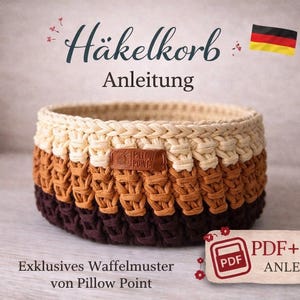 Häkelkorb Anleitung | Video Tutorial auf Deutsch + PDF | Anfängerfreundlich | Korb häkeln mit Garn | DIY Aufbewahrungskorb