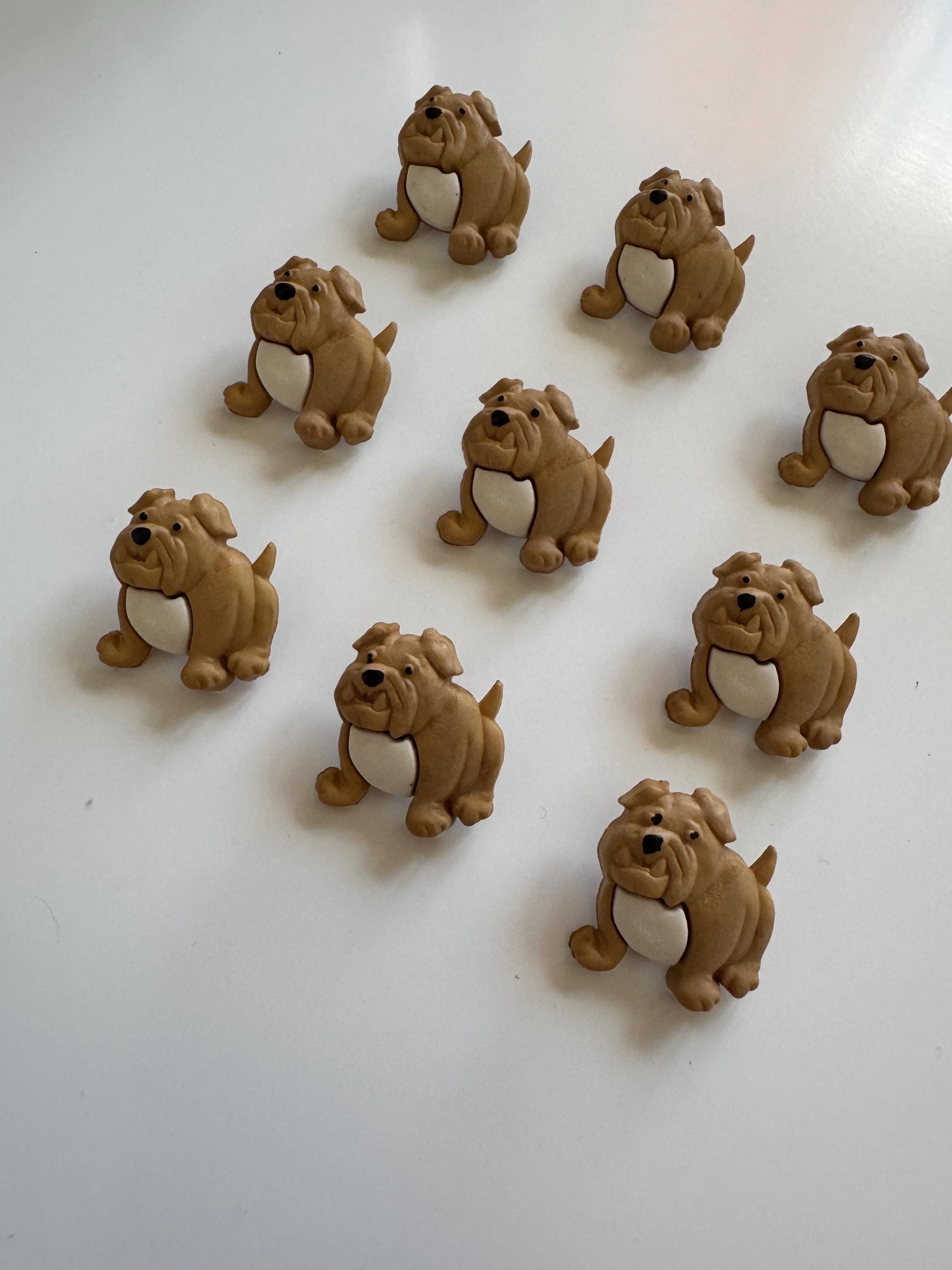 Set of 5 Mini Bulldog Buttons – Beige English Bulldog Buttons (20 × 20 ...