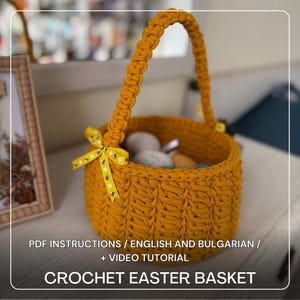 Easter Crochet Basket Pattern | Easy DIY Tutorial | Beginner-Friendly PDF & Video | Home Decor |