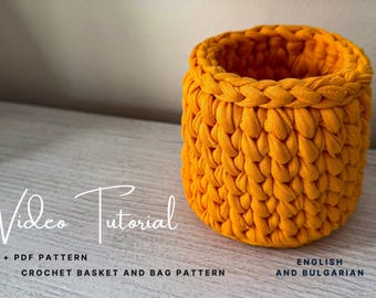 Crochet Basket Video Tutorial: Easy Round Base - Beginner Friendly (PDF Pattern