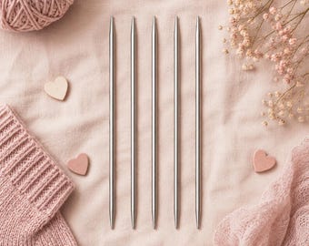 Sultan Titanium Double Pointed Knitting Needles 20cm 8 inch, DPN Set of 5, Sizes 2mm 3mm 4mm 4.5mm, Sock Glove Hat Knitting Tools Gift