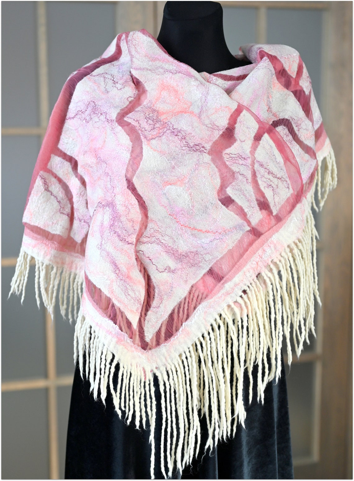 Hand felted elegant merino wool silk spring scarf for | Etsy