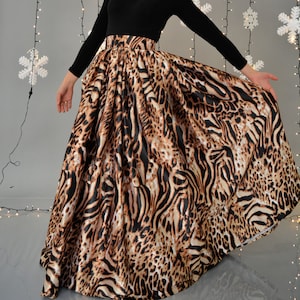 Leopard Print Skirt/ Animal Print Skirt/ Full Lenght Skirt/ Lined Skirt ...
