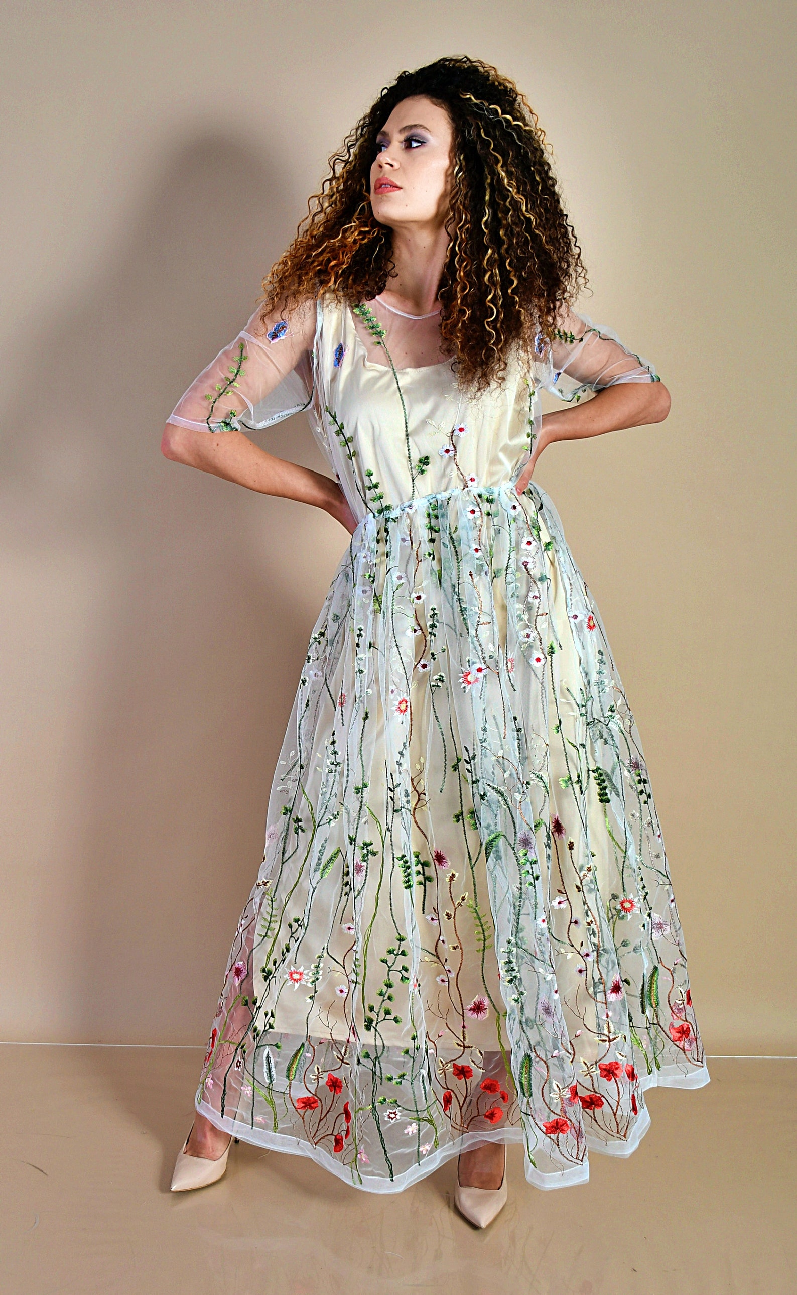 White Embroidered Dress