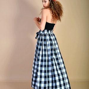 Winter Cotton Checkered Skirt with Pockets / Black and White Checks Skirt/ Cotton Skirt/ Checked Skirt/ Black and White Checks Skirt image 6