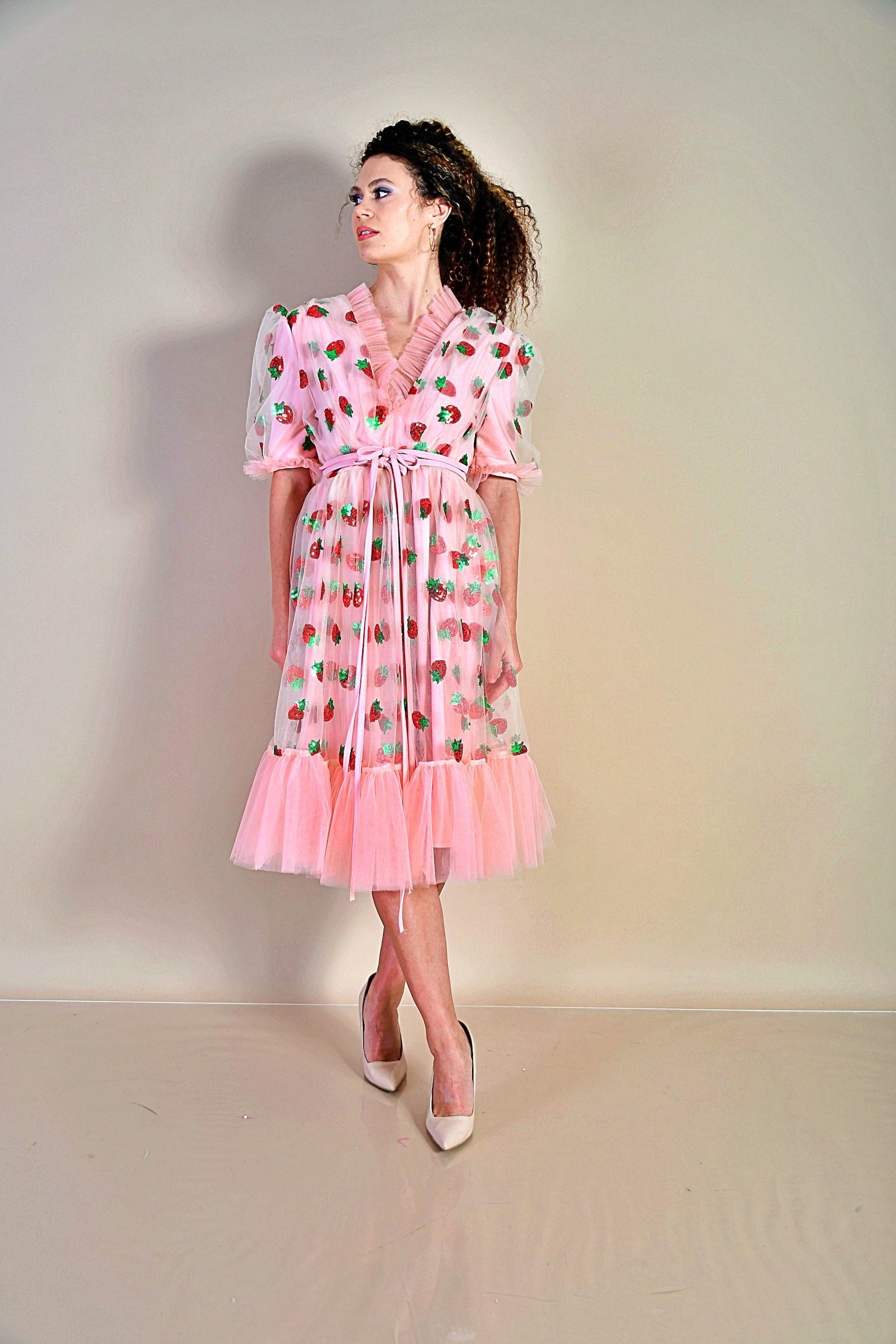 strawberry sequin tulle