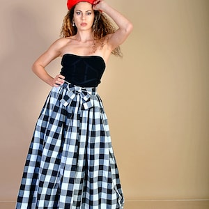 Winter Cotton Checkered Skirt with Pockets / Black and White Checks Skirt/ Cotton Skirt/ Checked Skirt/ Black and White Checks Skirt image 7