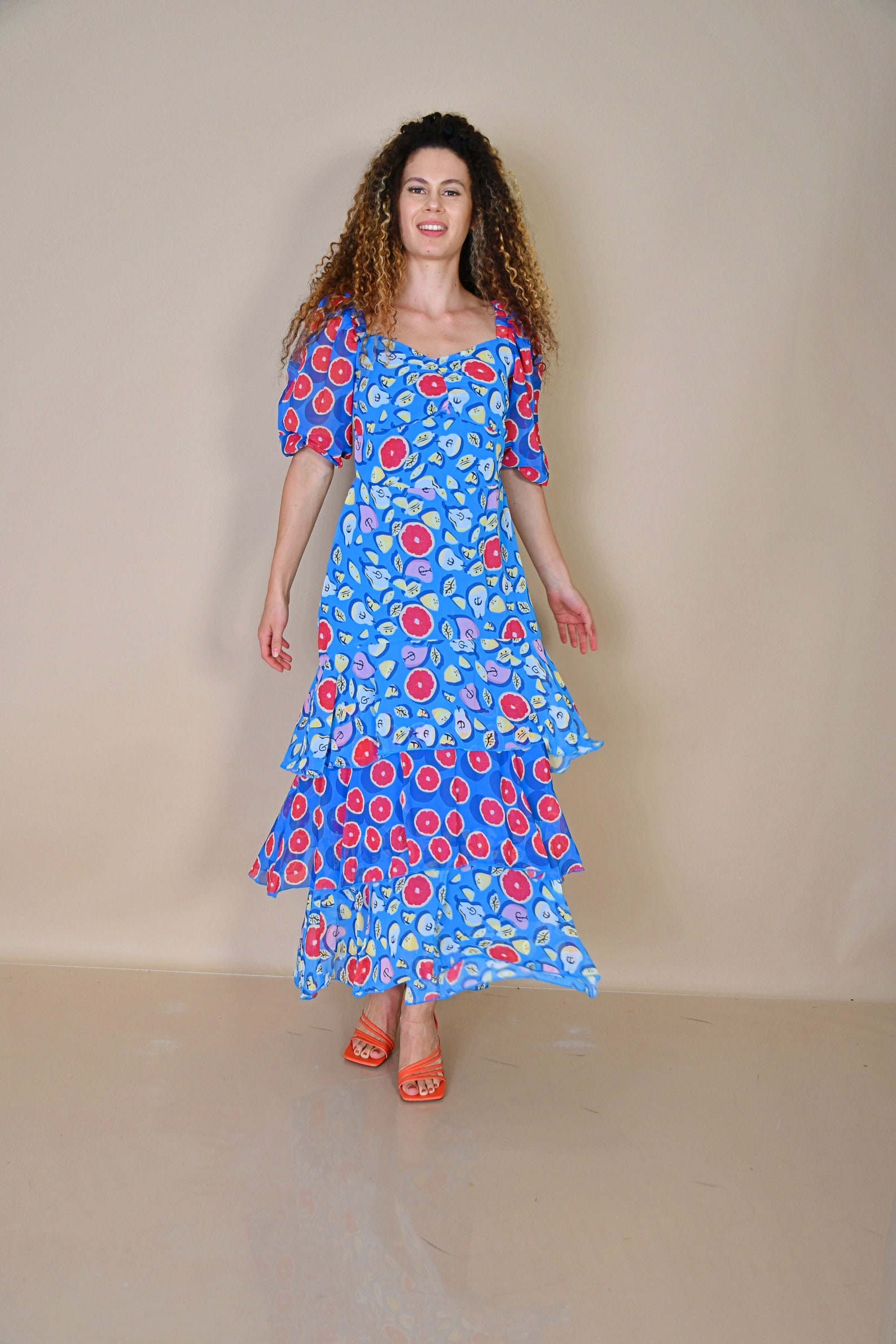 Boho Fruits Pattern Dress/ Fruit Dress/ Layered Dress/ Blue Etsy