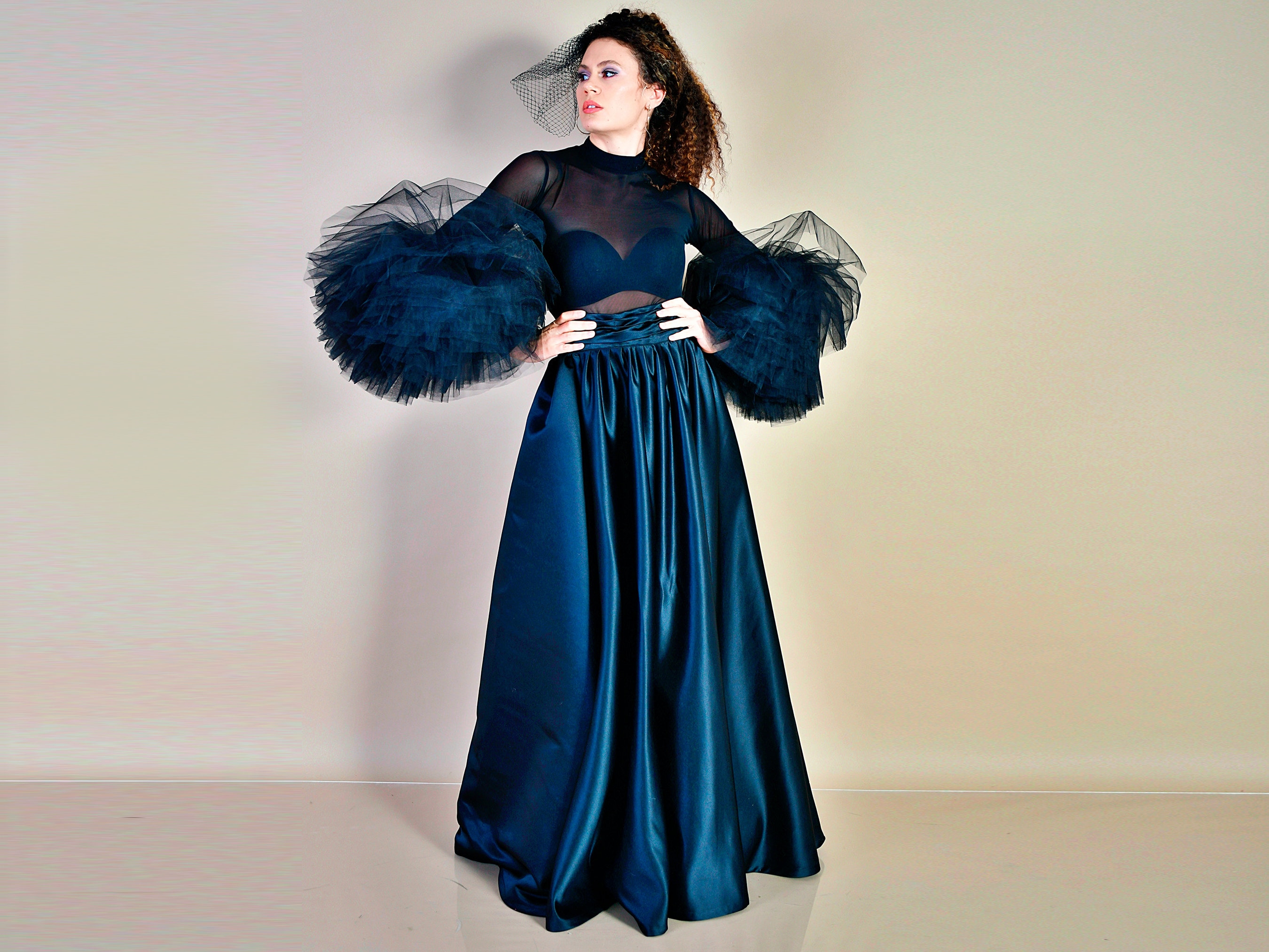 Halloween Satin Skirt with Pockets Heavy Satin Skirt Black Skirt Hidden Pockets Skirt Alternative Bride Gothic Bride Wedding Skirt