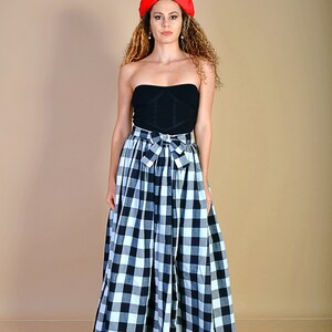 Winter Cotton Checkered Skirt with Pockets / Black and White Checks Skirt/ Cotton Skirt/ Checked Skirt/ Black and White Checks Skirt image 3