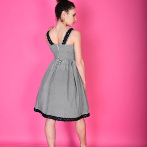 Beth Dress/ Vintage Black & White Checkered Dress/ Hand Embroidered Crystals Dress/ Short Checkered Dress/ Vintage Dress image 10