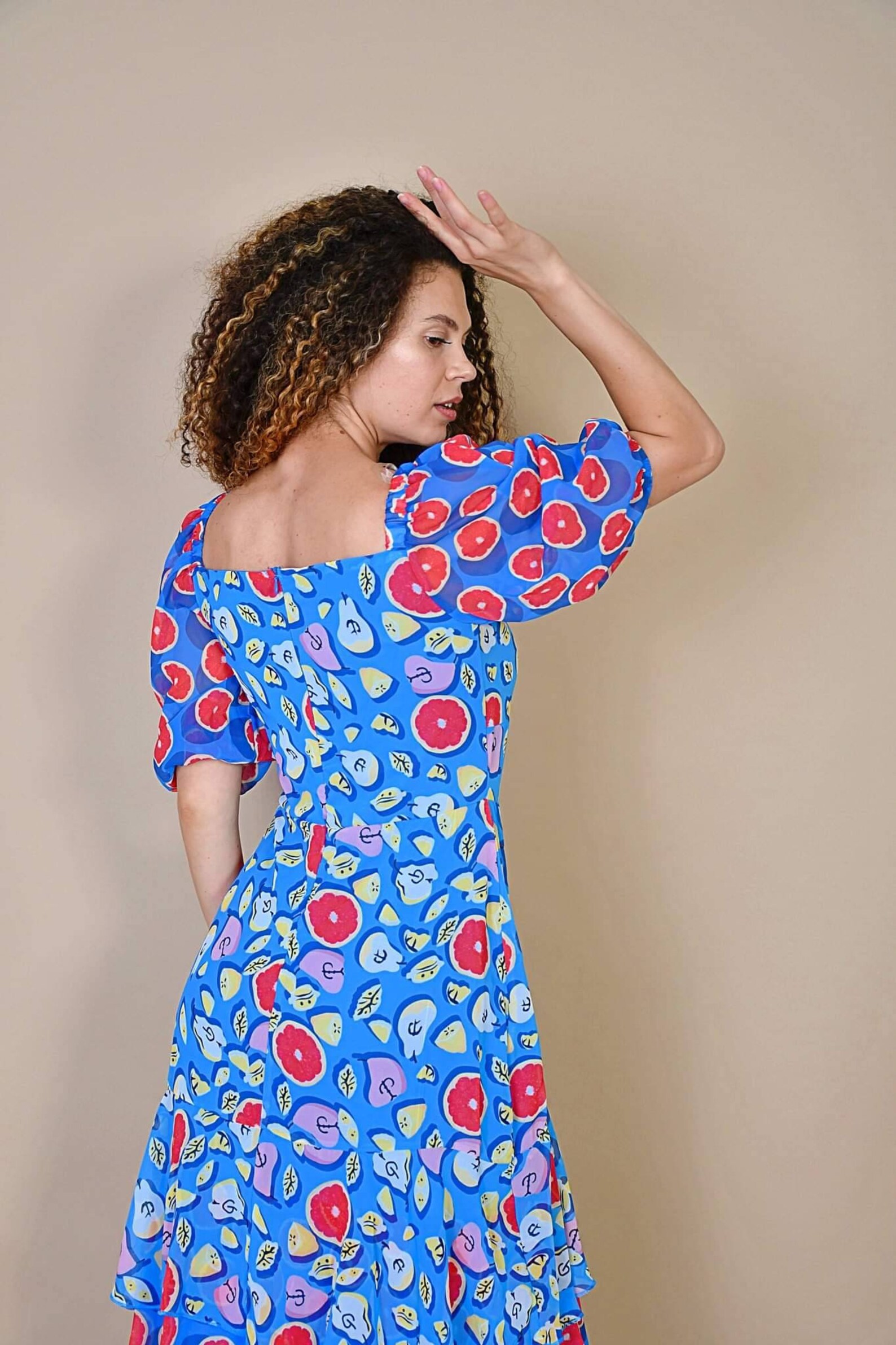 Boho Fruits Pattern Dress/ Fruit Dress/ Layered Dress/ Blue Etsy