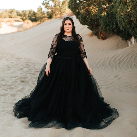 Black tulle skirt with train cheap