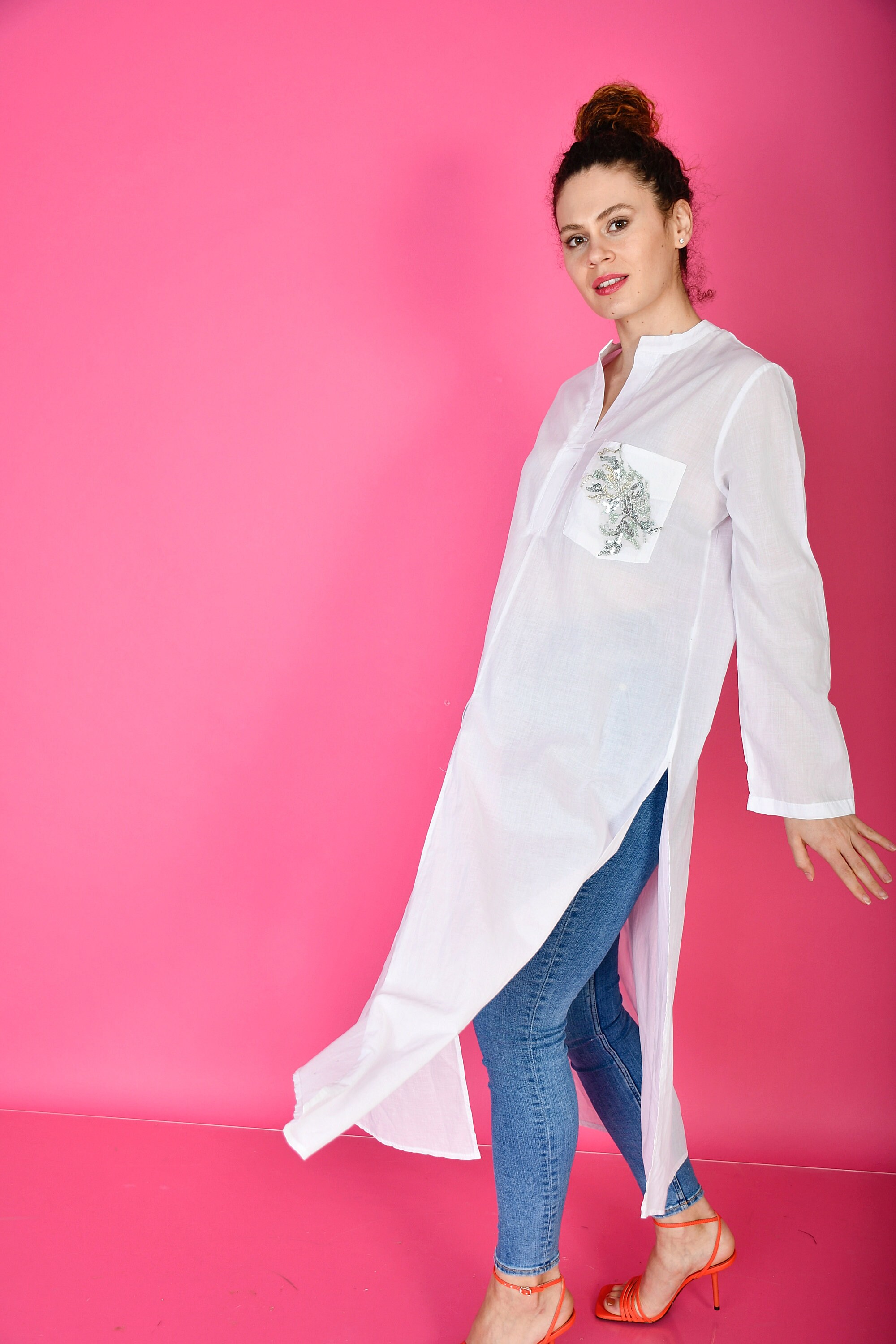 Pure Cotton Kaftan Shirt with Luxury Lace Embroidery on It/ Etsy