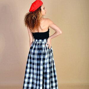 Winter Cotton Checkered Skirt with Pockets / Black and White Checks Skirt/ Cotton Skirt/ Checked Skirt/ Black and White Checks Skirt image 9