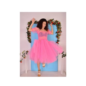 Perfect Tulle Dress/ Pink Tulle Dress/ Killing Dress/ Halloween Tulle Dress/ Handmade Italian Tulle Dress/ Killer Dress/ Psycho Dress