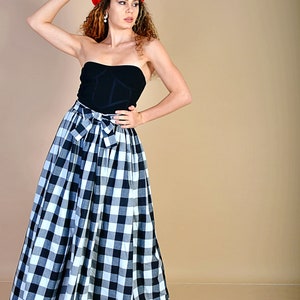 Winter Cotton Checkered Skirt with Pockets / Black and White Checks Skirt/ Cotton Skirt/ Checked Skirt/ Black and White Checks Skirt image 4