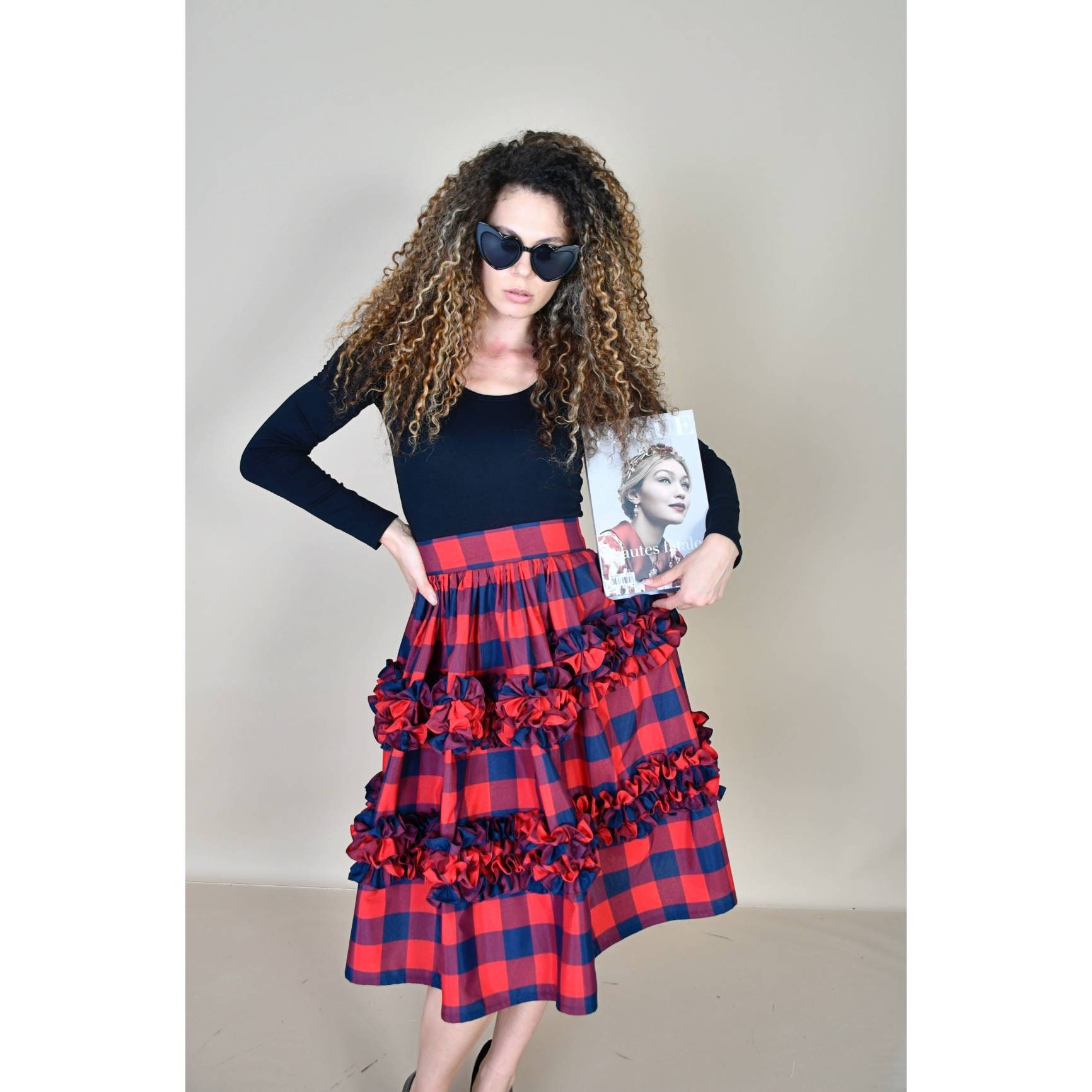 Christmas plaid skirt 7xl cheap
