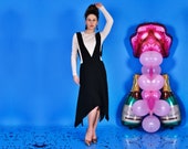 Apron Black Dress Skirt with Straps Asymmetrical Dress Asymmetrical Skirt Suspenders Dress Suspenders Skirt Pinafore Dress