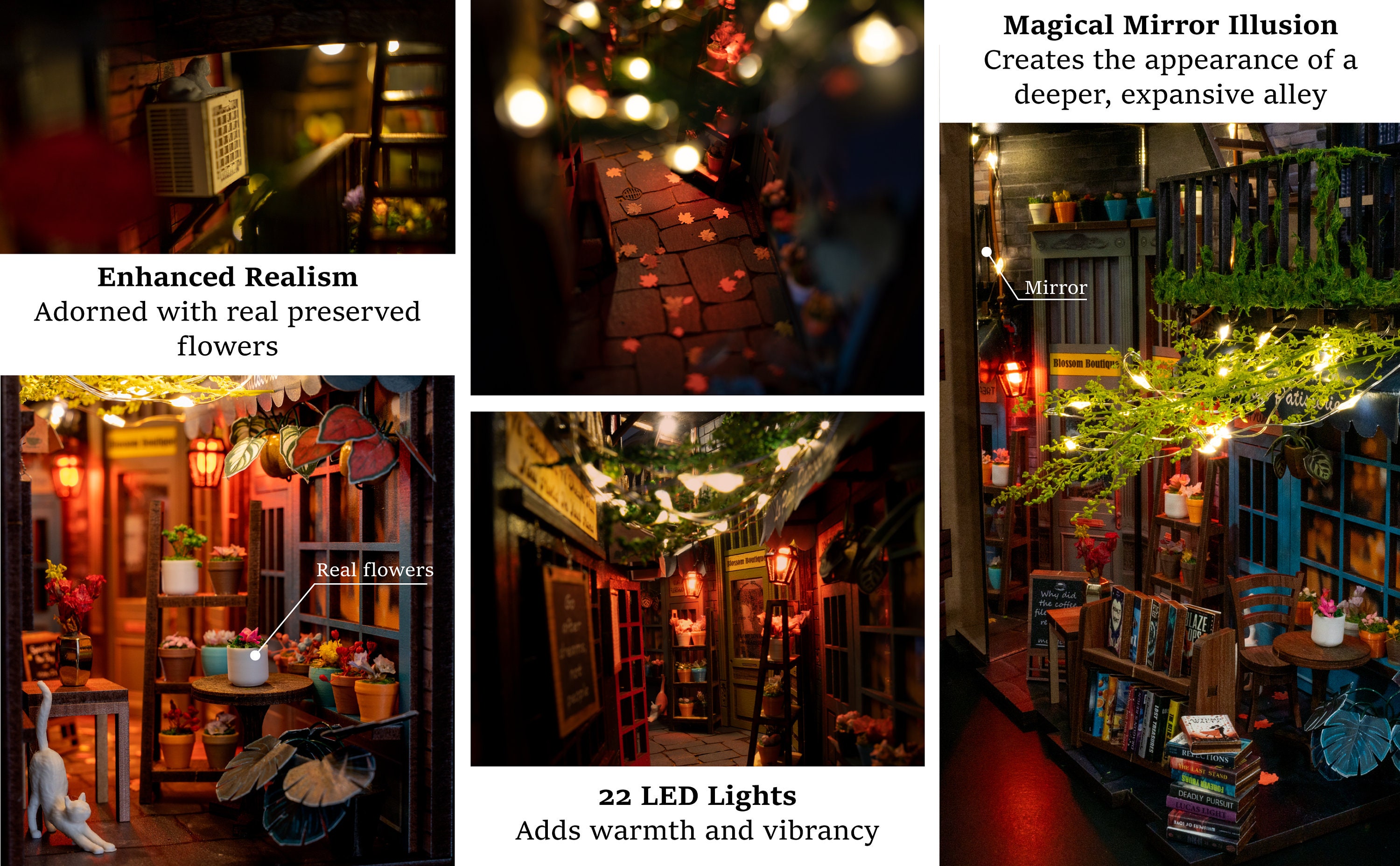 Dreamy MiniAlley Book Nook - Cozy Magical Reading - Booknook DIY kit Assembled
