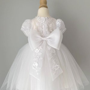 Christening dress, Swarovski , Baby Lace Dress, White christening dress, birthday dress, bonnet